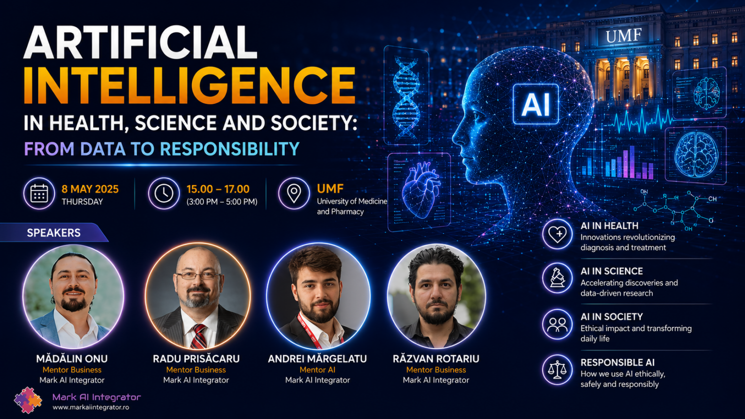Key visual for the AI workshop at Congressis 2026, UMF Iași