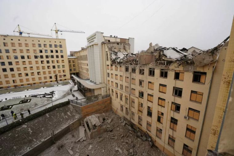 Clearing and reconstruction amid the damaged university buildings